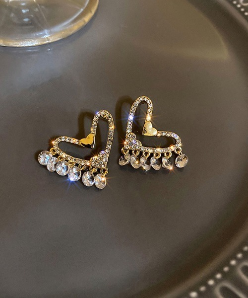 shoppinggo（ショッピングゴー）の「ピアス ハート 揺れる キラキラ ビジューピアス ロングピアス ゴールド フープピアス（ピアス（両耳用）・レディース・ゴールド・FREE）」の9枚目の写真