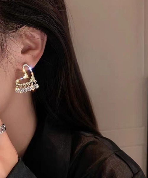 shoppinggo（ショッピングゴー）の「ピアス ハート 揺れる キラキラ ビジューピアス ロングピアス ゴールド フープピアス（ピアス（両耳用）・レディース・ゴールド・FREE）」の14枚目の写真