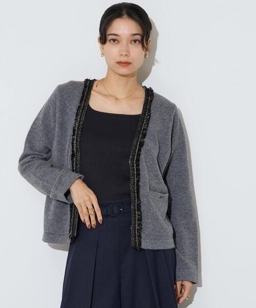 ツイーディーニットジャケット（カーディガン/ボレロ）｜Liesse