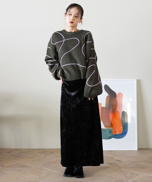 RAGEBLUE（レイジブルー）の「クラッシュベロアナロースカート（スカート・レディース・ブラック/ブラウン/ホワイト・FREE）」の6枚目の写真