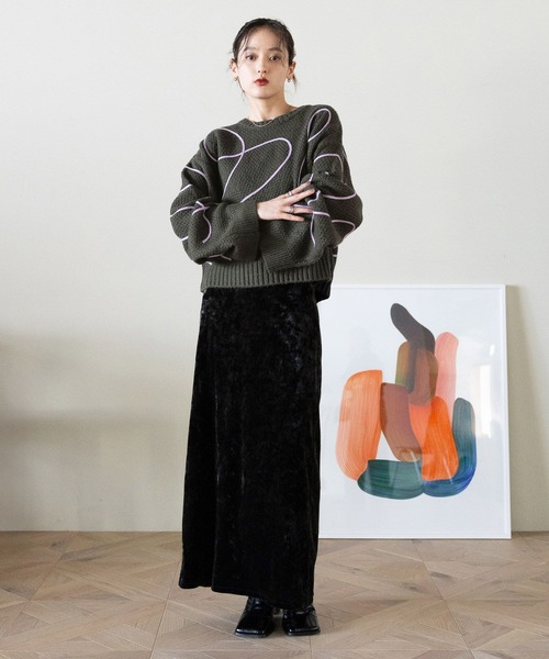 RAGEBLUE（レイジブルー）の「クラッシュベロアナロースカート（スカート・レディース・ブラック/ブラウン/ホワイト・FREE）」の7枚目の写真