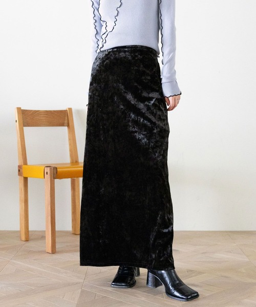 RAGEBLUE（レイジブルー）の「クラッシュベロアナロースカート（スカート・レディース・ブラック/ブラウン/ホワイト・FREE）」の8枚目の写真