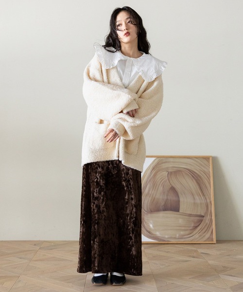 RAGEBLUE（レイジブルー）の「クラッシュベロアナロースカート（スカート・レディース・ブラック/ブラウン/ホワイト・FREE）」の10枚目の写真