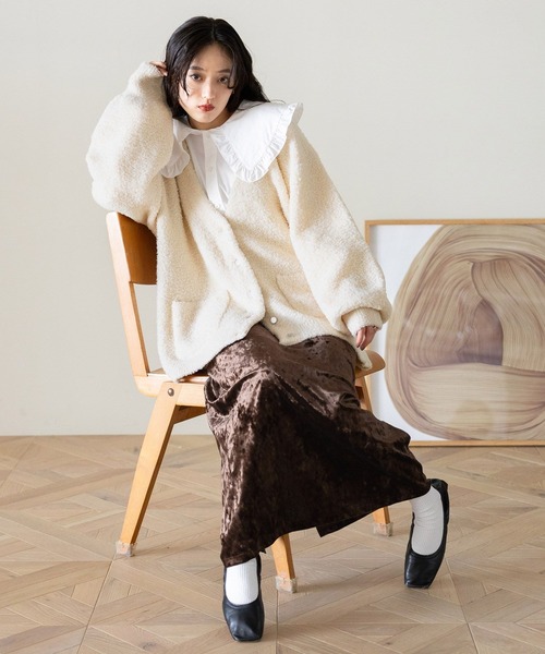 RAGEBLUE（レイジブルー）の「クラッシュベロアナロースカート（スカート・レディース・ブラック/ブラウン/ホワイト・FREE）」の13枚目の写真