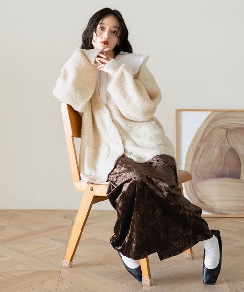 RAGEBLUE（レイジブルー）の「クラッシュベロアナロースカート（スカート・レディース・ブラック/ブラウン/ホワイト・FREE）」の14枚目の写真