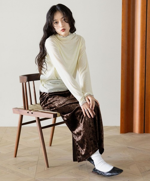 RAGEBLUE（レイジブルー）の「クラッシュベロアナロースカート（スカート・レディース・ブラック/ブラウン/ホワイト・FREE）」の15枚目の写真