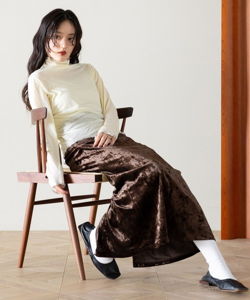 RAGEBLUE（レイジブルー）の「クラッシュベロアナロースカート（スカート・レディース・ブラック/ブラウン/ホワイト・FREE）」の16枚目の写真