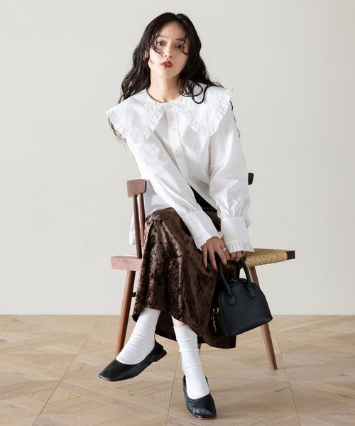 RAGEBLUE（レイジブルー）の「クラッシュベロアナロースカート（スカート・レディース・ブラック/ブラウン/ホワイト・FREE）」の17枚目の写真