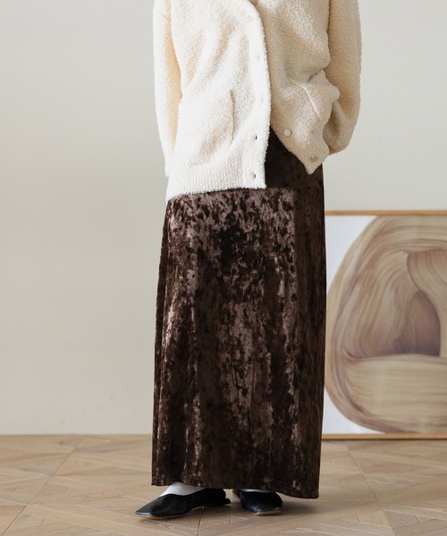 RAGEBLUE（レイジブルー）の「クラッシュベロアナロースカート（スカート・レディース・ブラック/ブラウン/ホワイト・FREE）」の19枚目の写真