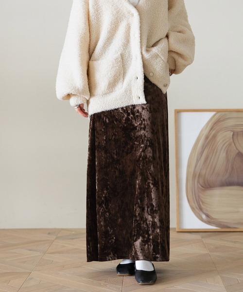 RAGEBLUE（レイジブルー）の「クラッシュベロアナロースカート（スカート・レディース・ブラック/ブラウン/ホワイト・FREE）」の20枚目の写真