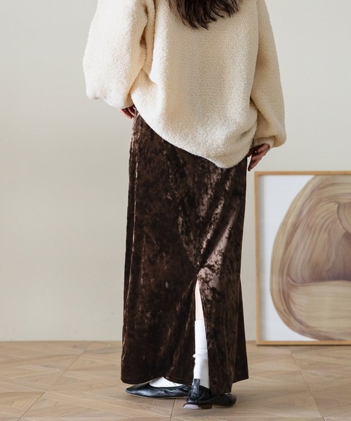 RAGEBLUE（レイジブルー）の「クラッシュベロアナロースカート（スカート・レディース・ブラック/ブラウン/ホワイト・FREE）」の22枚目の写真