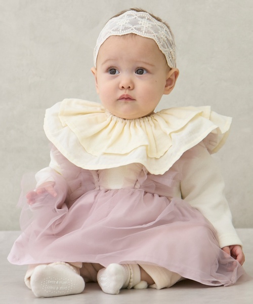 petit main（プティマイン）の「【防水】天使とコウモリのスタイ（スタイ/よだれかけ・キッズ・アイボリー/ブラック・F）」の3枚目の写真