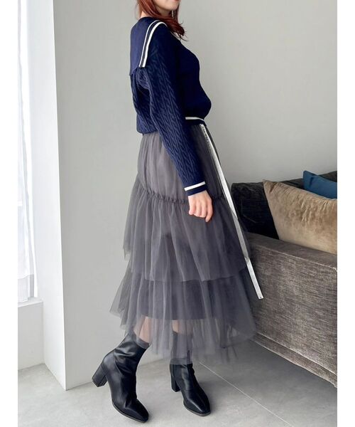 dazzlin（ダズリン）の「【FILA別注】アシメチュールティアードスカート（スカート・レディース・アイボリー/グレー/チャコールグレー・FREE）」の6枚目の写真