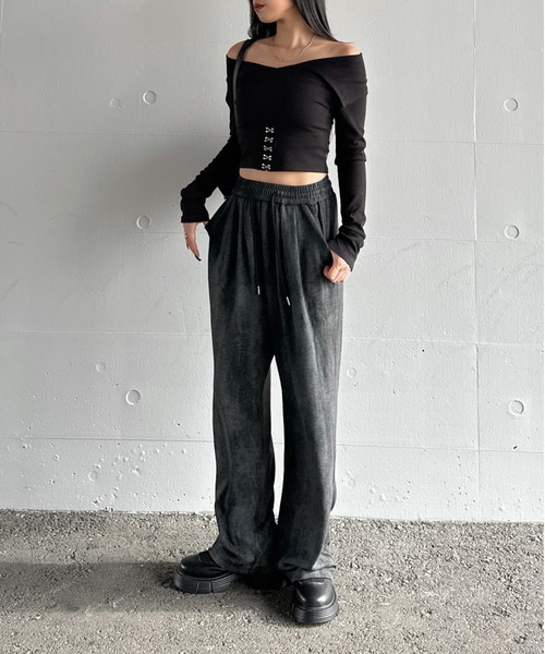 LVEU.(ラブユ.)の「【LVEU.】ウォッシュプリントロングパンツ / ボトムス パンツ スウェット ウォッシュ プリント ワイド ルーズ ブラック ベージュ グレー ZOZOTOWN限定(スウェットパンツ・レディース・グレー/ブラック/ベージュ・FREE)」の12枚目の写真