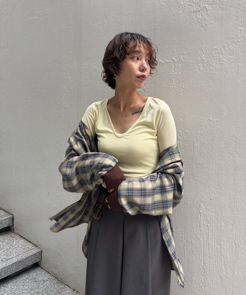 ZIP UP HOODIE CHECK SHIRT（シャツ/ブラウス）｜Ameri（アメリ）の