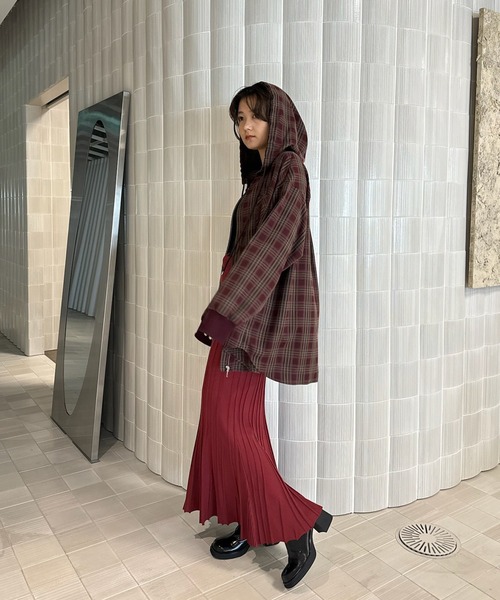 ZIP UP HOODIE CHECK SHIRT（シャツ/ブラウス）｜Ameri（アメリ）の
