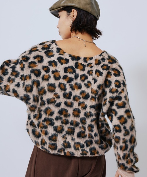 atmos pink（アトモスピンク）の「atmos pink Leopard Knit Cardigan / アトモス ピンク レオパード ニット カーディガン（カーディガン/ボレロ・レディース・ブルー/ピンク/ベージュ・FREE）」の9枚目の写真