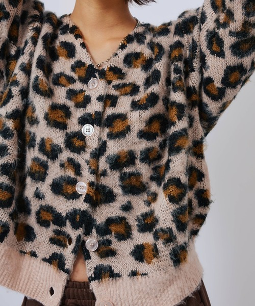 atmos pink（アトモスピンク）の「atmos pink Leopard Knit Cardigan / アトモス ピンク レオパード ニット カーディガン（カーディガン/ボレロ・レディース・ブルー/ピンク/ベージュ・FREE）」の6枚目の写真