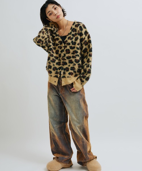 atmos pink（アトモスピンク）の「atmos pink Leopard Knit Cardigan / アトモス ピンク レオパード ニット カーディガン（カーディガン/ボレロ・レディース・ブルー/ピンク/ベージュ・FREE）」の19枚目の写真