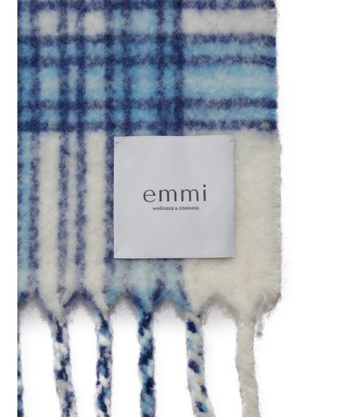 emmi(エミ)の「オリジナルチェックマフラー(ストール/ショール・レディース・オレンジ/パープル/ライトブルー・F)」の9枚目の写真