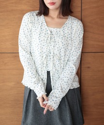 Ruwan yu（ルワンユー）の「小花柄メロウカーディガン＆キャミソール【大きいサイズ対応】（カーディガン/ボレロ）」