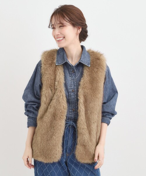 セール】ふわふわフェイクファーベスト（ベスト）｜Cutie Blonde