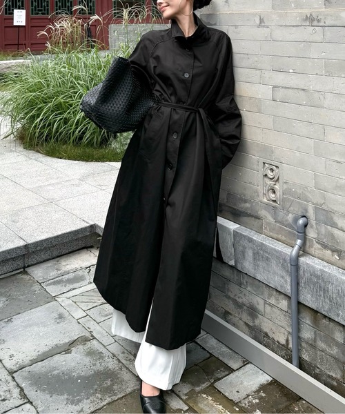 スタンドカラートレンチライクロングコート（トレンチコート）｜AMAJI