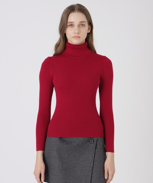 BLUE LABEL CRESTBRIDGE（ブルーレーベルクレストブリッジ）の「【ウォッシャブル】ウォッシャブルウールタートルネックプルオーバー（ニット/セーター・レディース・ブラック/オフホワイト/レッド系その他・38）」の3枚目の写真