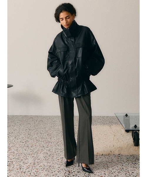 Henon.(ヘノン)の「GATHERING OVER BLOUSON(ブルゾン・レディース・ブラック/ライトブラウン・F)」の5枚目の写真