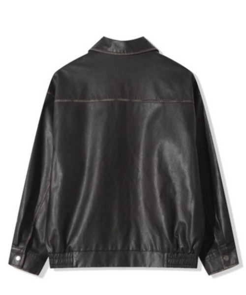 VIBGYOR（ヴィブジョー）の「【Korea Select】 ウォッシュドフェイクレザージャケット（CN）（ブルゾン・メンズ・ブラウン/ブラック・FREE）」の18枚目の写真