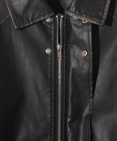 VIBGYOR（ヴィブジョー）の「【Korea Select】 ウォッシュドフェイクレザージャケット（CN）（ブルゾン・メンズ・ブラウン/ブラック・FREE）」の3枚目の写真