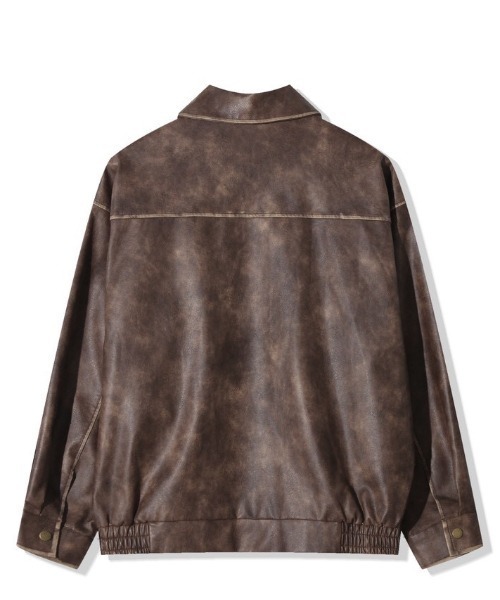 VIBGYOR（ヴィブジョー）の「【Korea Select】 ウォッシュドフェイクレザージャケット（CN）（ブルゾン・メンズ・ブラウン/ブラック・FREE）」の8枚目の写真