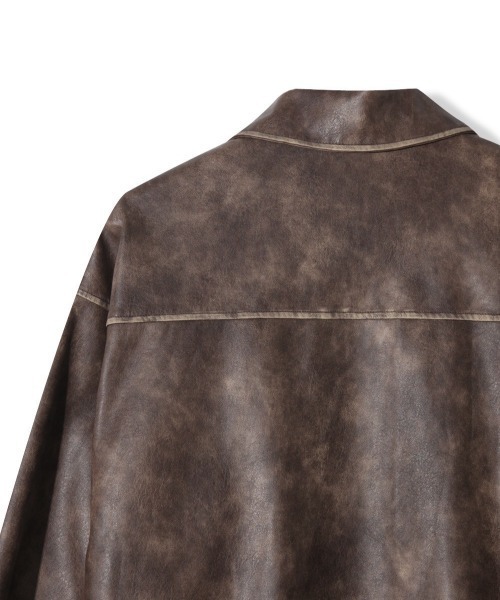 VIBGYOR（ヴィブジョー）の「【Korea Select】 ウォッシュドフェイクレザージャケット（CN）（ブルゾン・メンズ・ブラウン/ブラック・FREE）」の11枚目の写真