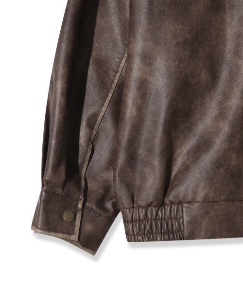 VIBGYOR（ヴィブジョー）の「【Korea Select】 ウォッシュドフェイクレザージャケット（CN）（ブルゾン・メンズ・ブラウン/ブラック・FREE）」の13枚目の写真