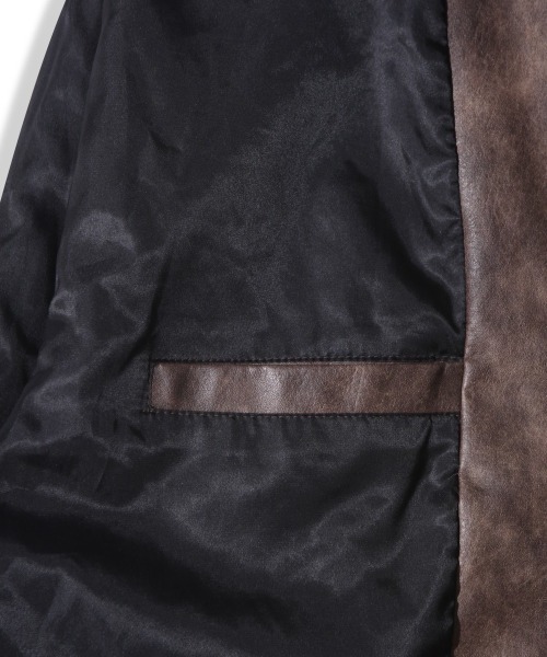 VIBGYOR（ヴィブジョー）の「【Korea Select】 ウォッシュドフェイクレザージャケット（CN）（ブルゾン・メンズ・ブラウン/ブラック・FREE）」の14枚目の写真