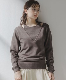 高身長 アンサンブル風ニットプルオーバー(トールサイズ)Essenave