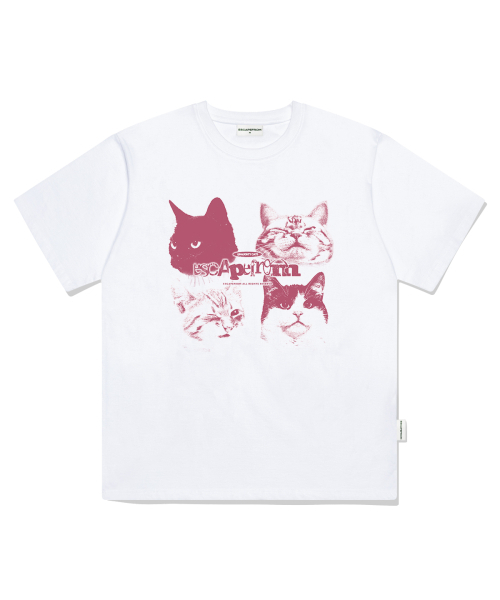 ESCAPEFROM（エスケープフロム）の「ピンクナティキャッツプリントオーバーサイズ半袖Tシャツホワイト（Tシャツ/カットソー・レディース・その他・SMALL/MEDIUM/LARGE）」の2枚目の写真