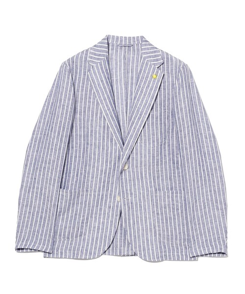 GIANNETTO(ジャンネット)の「【別注】GIANNETTO / リネン ブルーストライプ ジャケット(その他アウター・メンズ・ブルー系その他4・44/46/48/50)」の1枚目の写真