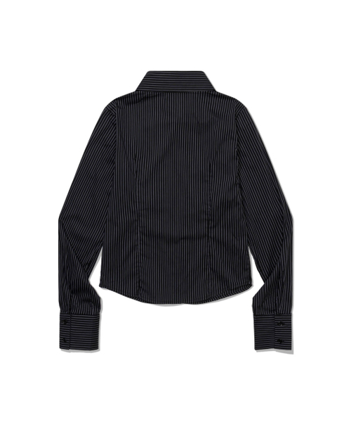 MOAA（モア）の「Stripe Gather Shirt (BLACK)（シャツ/ブラウス・レディース・その他・SMALL/MEDIUM）」の3枚目の写真