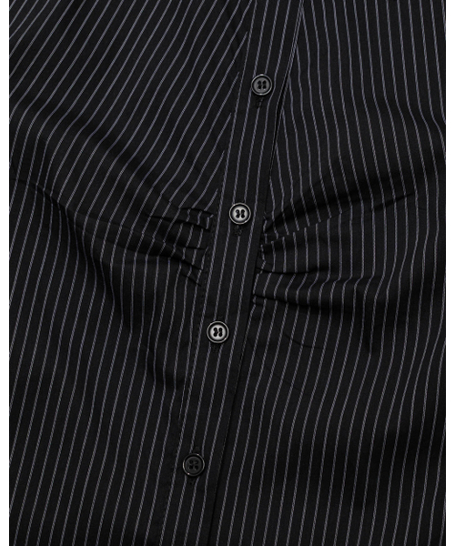 MOAA（モア）の「Stripe Gather Shirt (BLACK)（シャツ/ブラウス・レディース・その他・SMALL/MEDIUM）」の4枚目の写真