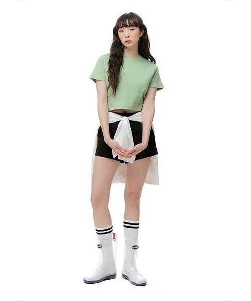 MUSINSA STANDARD WOMAN（ムシンサスタンダードウーマン）の「ウィメンズクルーネッククロップTシャツ[ライトグリーン]（Tシャツ/カットソー・レディース・その他・X-SMALL）」の8枚目の写真
