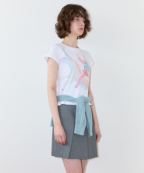 SINOON（シヌーン）の「[ILLIT IROHA wearing] Big Unicorn Puff T-Shirt (Blue)（Tシャツ/カットソー・レディース・ブルー・SMALL/MEDIUM）」の3枚目の写真