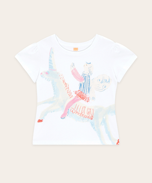SINOON（シヌーン）の「[ILLIT IROHA wearing] Big Unicorn Puff T-Shirt (Blue)（Tシャツ/カットソー・レディース・ブルー・SMALL/MEDIUM）」の4枚目の写真