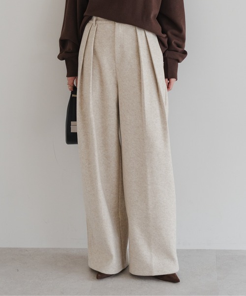 Bonjour Sagan（ボンジュールサガン）の「ウールタッチタックパンツ（その他パンツ・レディース・チャコールグレー/オートミール・FREE）」の2枚目の写真