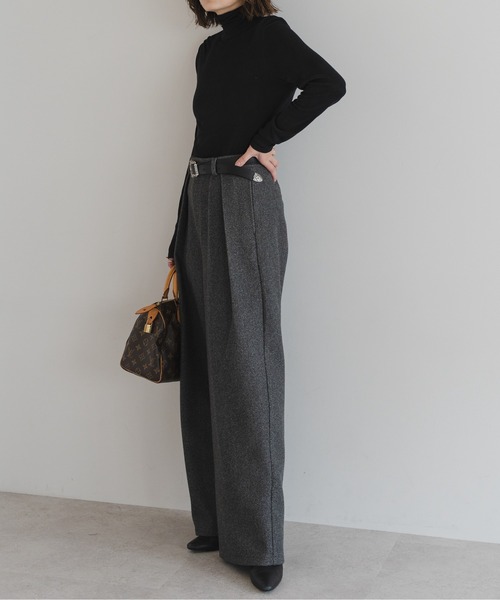 Bonjour Sagan（ボンジュールサガン）の「ウールタッチタックパンツ（その他パンツ・レディース・チャコールグレー/オートミール・FREE）」の10枚目の写真