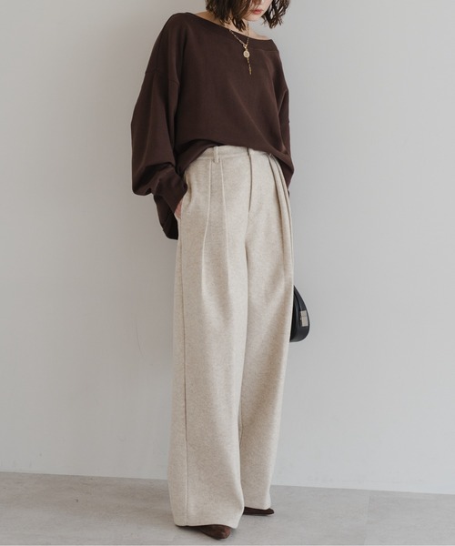 Bonjour Sagan（ボンジュールサガン）の「ウールタッチタックパンツ（その他パンツ・レディース・チャコールグレー/オートミール・FREE）」の11枚目の写真