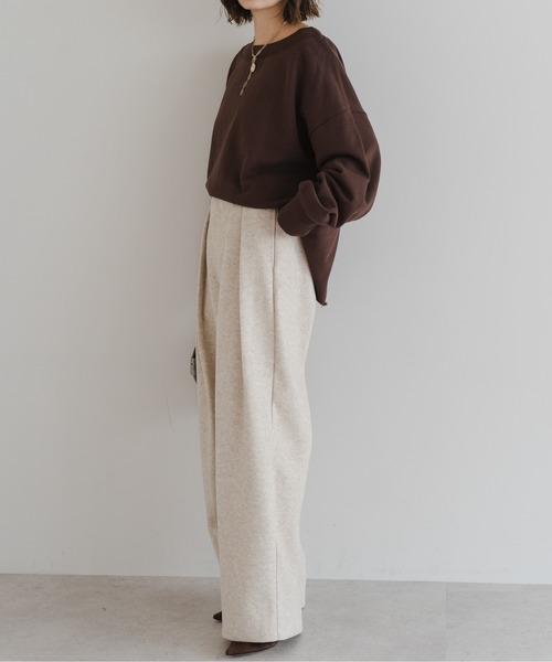 Bonjour Sagan（ボンジュールサガン）の「ウールタッチタックパンツ（その他パンツ・レディース・チャコールグレー/オートミール・FREE）」の13枚目の写真