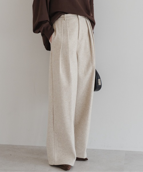 Bonjour Sagan（ボンジュールサガン）の「ウールタッチタックパンツ（その他パンツ・レディース・チャコールグレー/オートミール・FREE）」の14枚目の写真