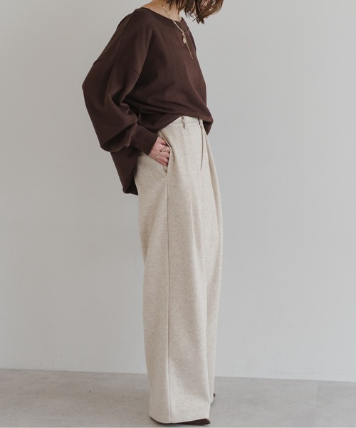 Bonjour Sagan（ボンジュールサガン）の「ウールタッチタックパンツ（その他パンツ・レディース・チャコールグレー/オートミール・FREE）」の15枚目の写真