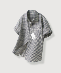 MOOD INSIDE（ムードインサイド）の「ジャンクチェックシワロールアップハーフシャツ_ホワイト（シャツ/ブラウス）」